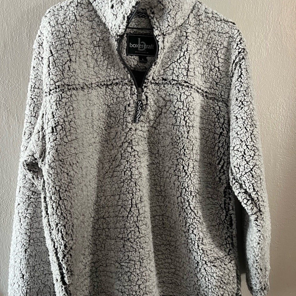 Boxercraft Men's Zip Up Sherpa Sweater - Light Gray